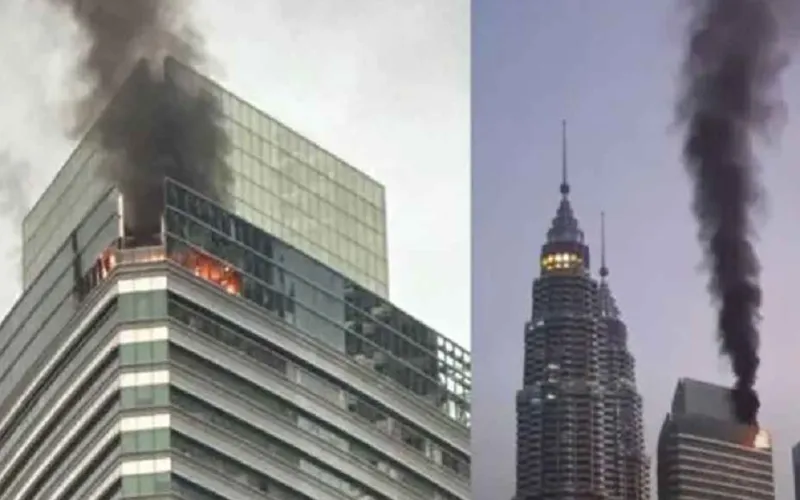 কুয়ালালামপুরে আইকনিক পেট্রোনাস টাওয়ারের তৃতীয় ভবনে ভয়াবহ আগুন
